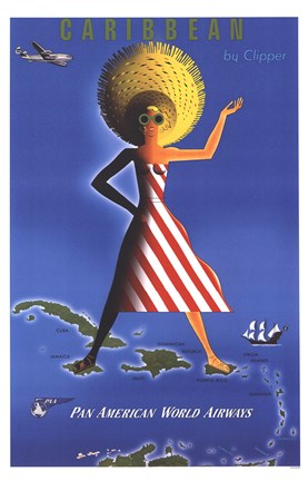 Framed Panam Caribbean Travel Poster Print