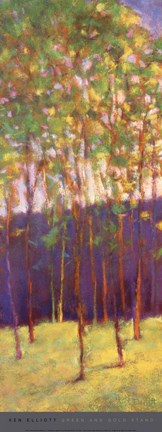 Framed Green and Gold Stand (Right) Print