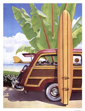 Framed Long Board and Ford Print