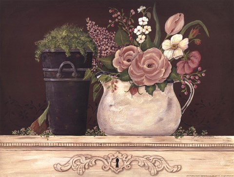 Framed Floral W-Black Bucket Print