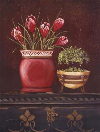Framed Asian Red Crocus Floral Print