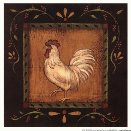 Framed White Rooster II Print