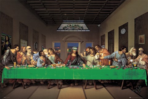 Framed Last Supper - Poker Game Print