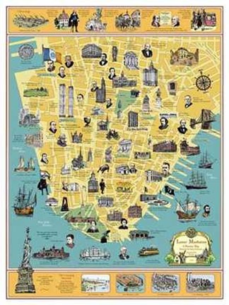 Framed History of Lower Manhattan Print