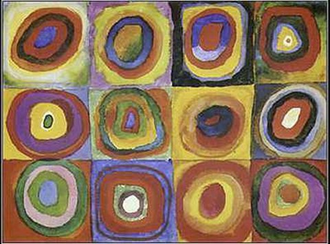 Framed Squares with Concentric Circles Print