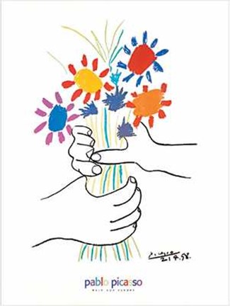 Framed Bouquet with Hands Print