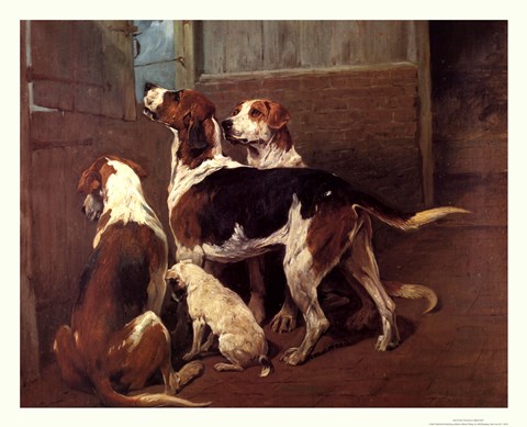 Framed Hounds By a Stable Door Print