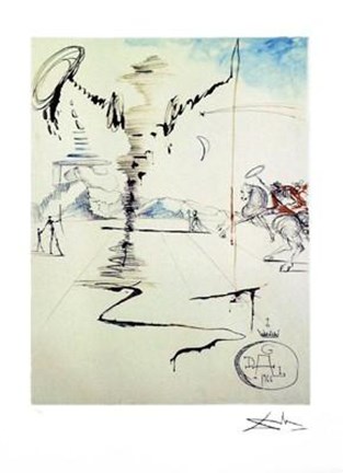 Framed Don Quixote on an Infinite Landscape (Le) Print