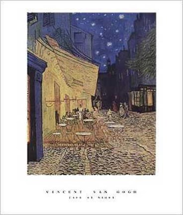 Framed Cafe Terrace on the Place du Forum, Arles, at Night, c.1888 Print