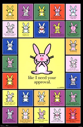 Framed Happy Bunny - Grid Print