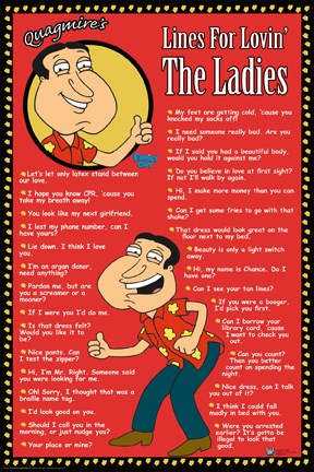 Framed Quagmire Pick Up Lines Print