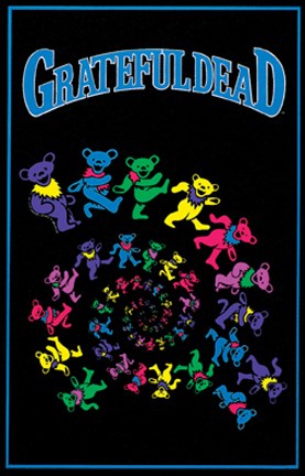 Framed Grateful Dead- Dancing Bears - Blacklight Poster Print