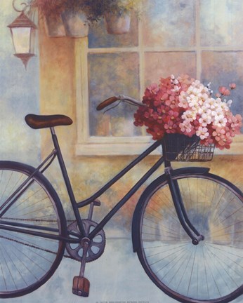 Framed Fleurs/Bicyclette I Print