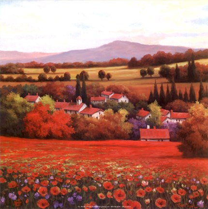 Framed Poppy Pastures II Print