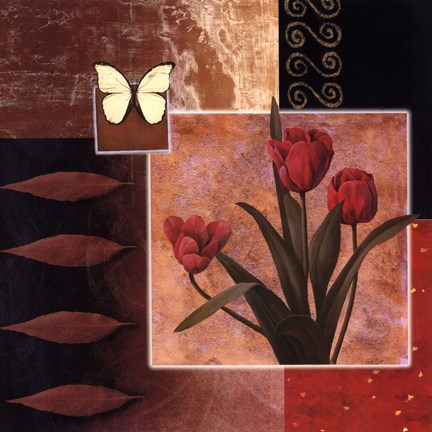 Framed Rose/Butterfly Print