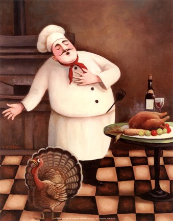 Framed Turkey Chef I Print