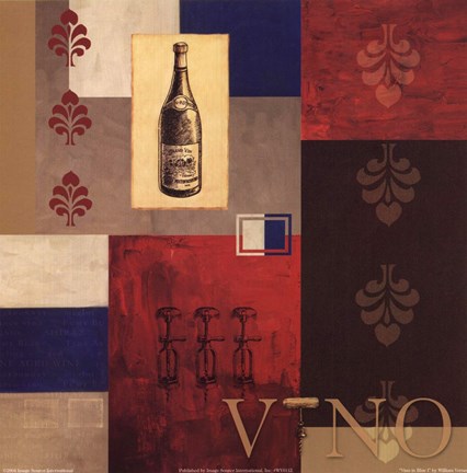 Framed Vino in Blue I Print