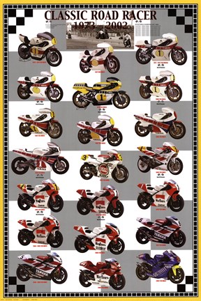 Framed Classic Road Racers 1973-2002 Print