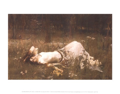 Framed Ophelia (lying in the meadow), 1905 Print