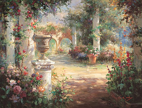 Framed Sunlit Courtyard Print