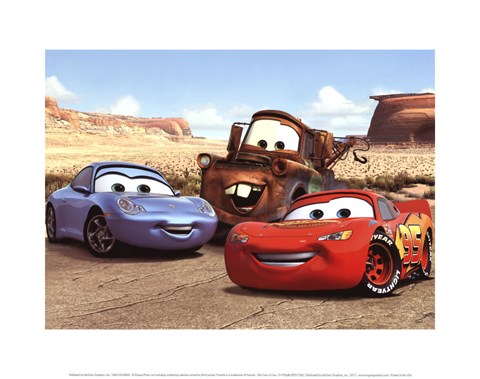 Framed Cast of Cars Print