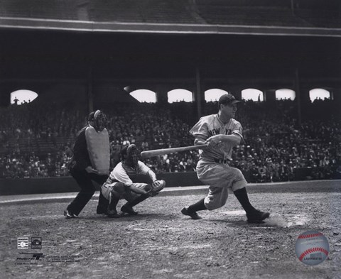 Framed Lou Gehrig - batting Print