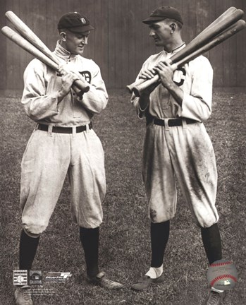 Framed Ty Cobb and Shoeless Joe Jackson Print