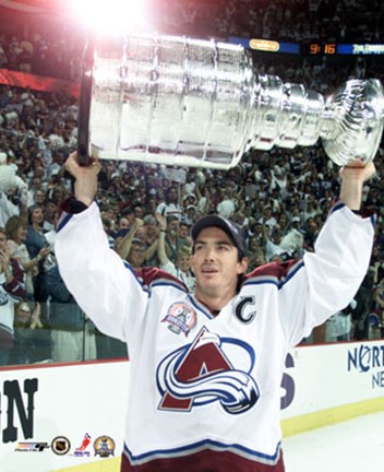 Framed Joe Sakic - With the Stanley Cup 6/9/01 Print