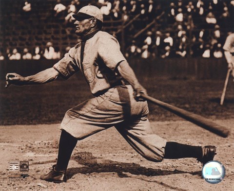 Framed Honus Wagner - Batting, sepia Print