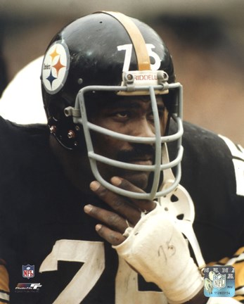 Framed Joe Greene - Close up on sidelines Print