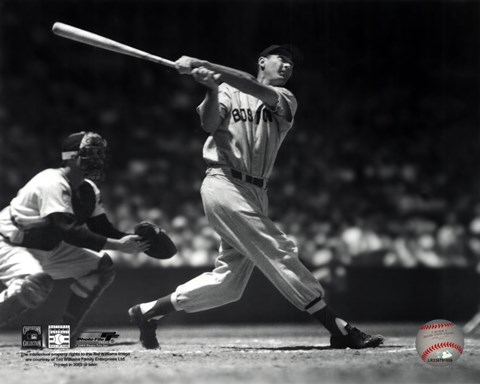 Framed Ted Williams - Batting (sepia) Print