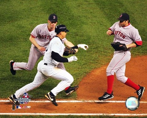 Framed Alex Rodriguez being tagged out by Bronson Arroyo in game 6 of the &#39;04 ALCS Print