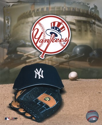 Framed Yankees - &#39;04 Logo &amp; Cap Print