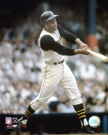 Framed Roberto Clemente - Batting Action Print