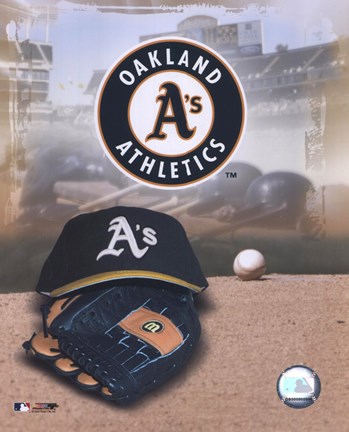 Framed Oakland Athletics - '05 Logo / Cap and Glove Print
