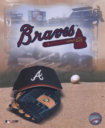 Framed Atlanta Braves - '05 Logo / Cap and Glove Print