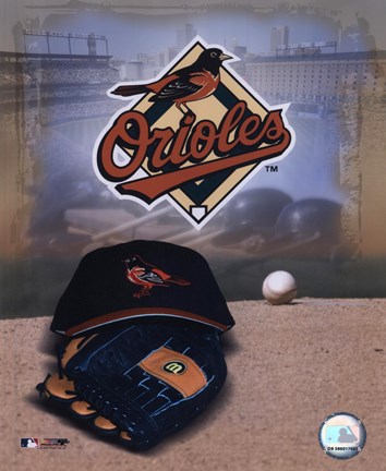 Framed Baltimore Orioles - &#39;05 Logo / Cap and Glove Print