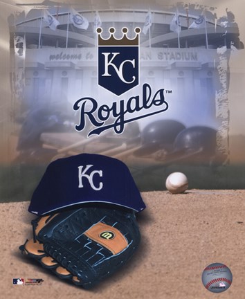 Framed Kansas City Royals - &#39;05 Logo / Cap and Glove Print