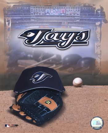 Framed Toronto Blue Jays - &#39;05 Logo / Cap and Glove Print