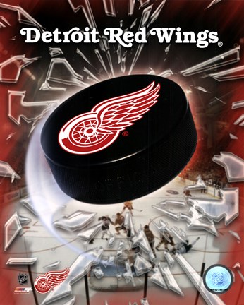 Framed Detroit Red Wings - 2005 Logo / Puck Print
