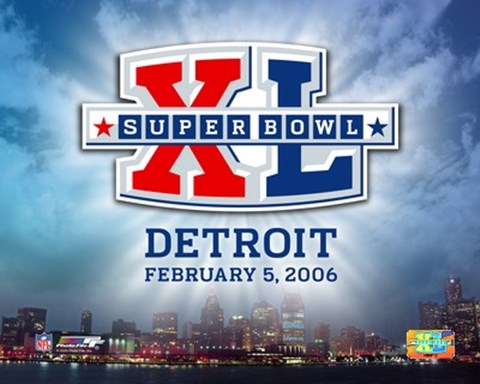 Framed Super Bowl XL Logo  - Detroit  / Horzontal Print