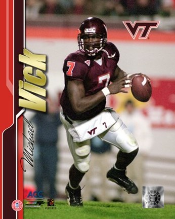 Framed Michael Vick -  Virginia Tech. Print