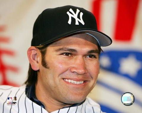 Framed Johnny Damon - &#39;05 Press Conference (N.Y.Y.) Print