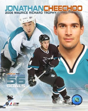 Framed Jonathan Cheechoo - '06 Mourice Richard Trophy / Portrait Plus Print