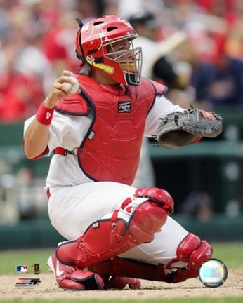 Framed Yadier Molina - 2006 Catching Action Print