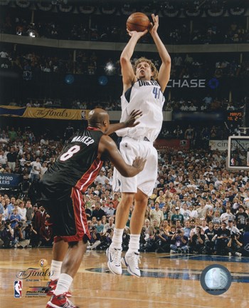 Framed Dirk Nowitzki - 2006 Finals / Game 2 Jumpshot (#9) Print