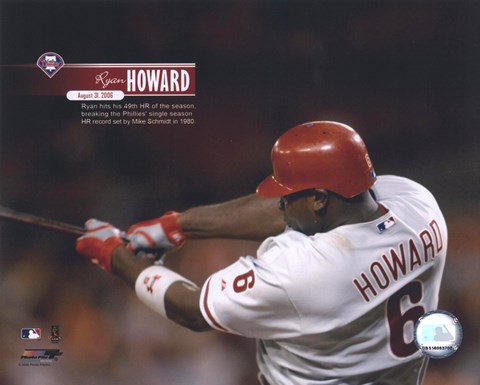 Framed Ryan Howard - 2006 49th Home Run with Overlay Print