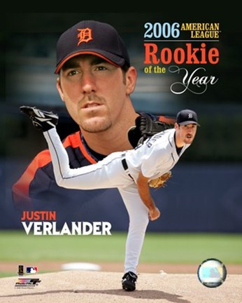 Framed Justin Verlander - 2006 A.L.  R.O.Y. Print