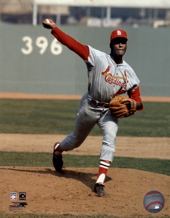 Framed Bob Gibson - Pitching Action Cardinals Print