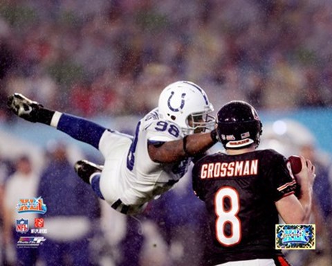 Framed Robert Mathis SuperBowl XLI Action (#7) Print